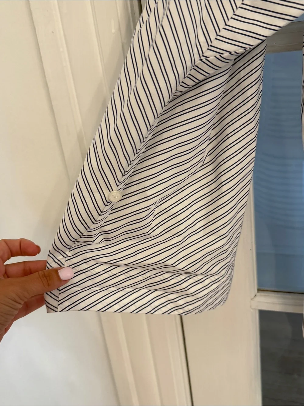 LAFAYETTE 148 Women's White Striped Wide Sleeve Button Down Shirt Size L - Picture 3 of 4